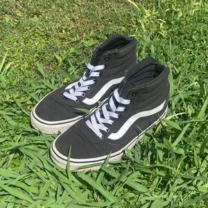 Vans Black and White High-Top Skate Sneakers